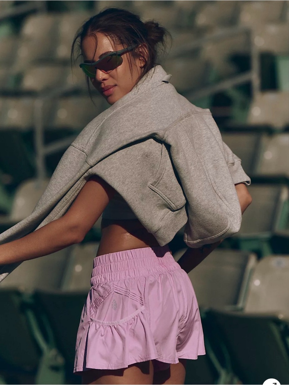 Free People Pink Athletic Ruffle Shorts